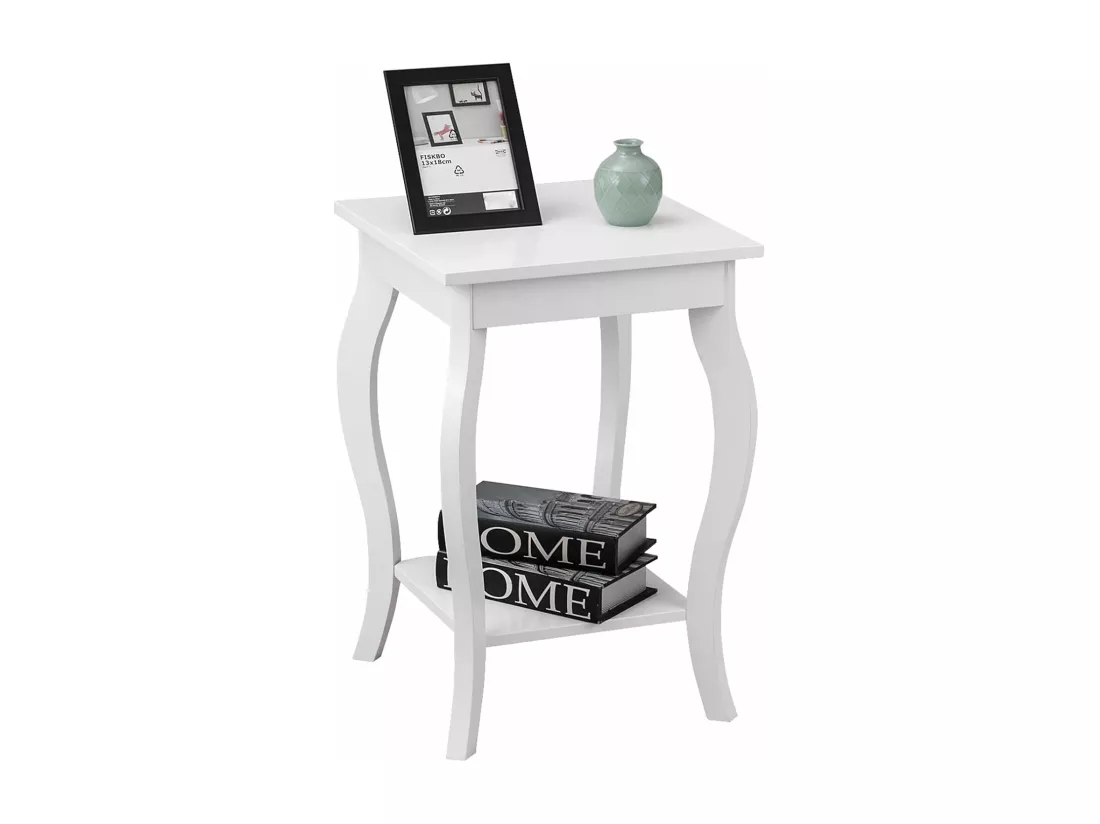Table de chevet, carré avec patins antidérapants, 40 x 40 x 60 cm (blanc, lot de 1)