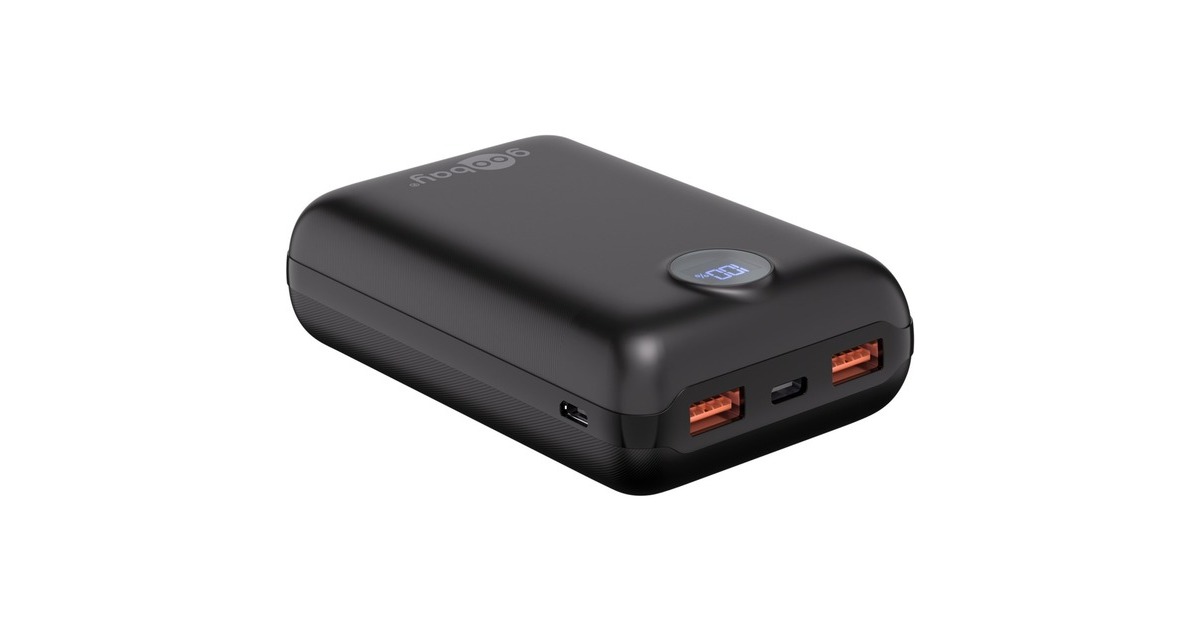 goobayPower Bank Compact 20.000 mAh  powerbank  (Zwart, 20 Ah, 1x USB-A, 1x USB-C, Power Delivery, Quick Charge)