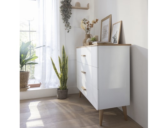 TERRE DE NUIT - Commode en bois naturel et blanc edition blanc