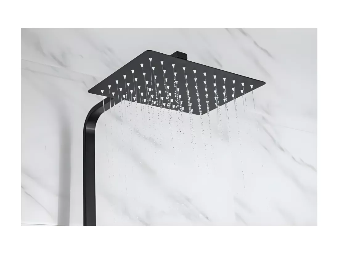 OCEANIC Colonne de douche - Mitigeur thermostatique - Pomme haute rectangle 30x20 cm - Noir mat