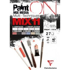 PaintON Mix 9 bloc collé 27F A5 250g assorti 9x3F