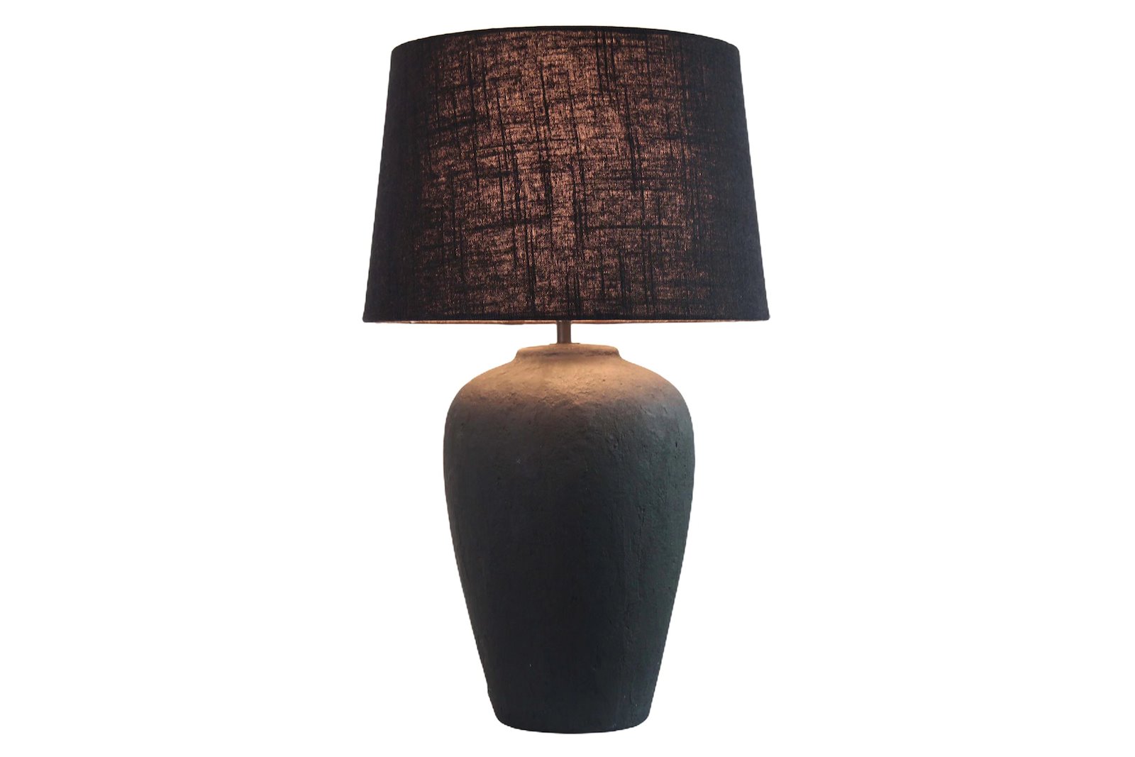 Struktur bordlampe Sort keramikk med sort skjerm. H58cm
