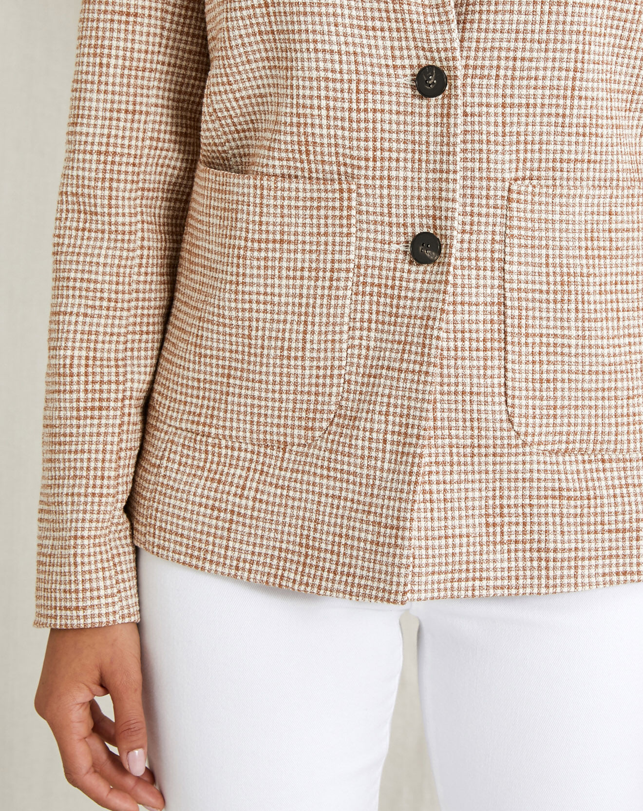 Cyrillus Veste de tailleur vichy marron/écru