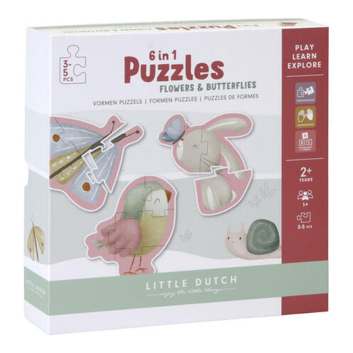 Puzzle 6 en 1 Flowers & Butterflies - LITTLE DUTCH