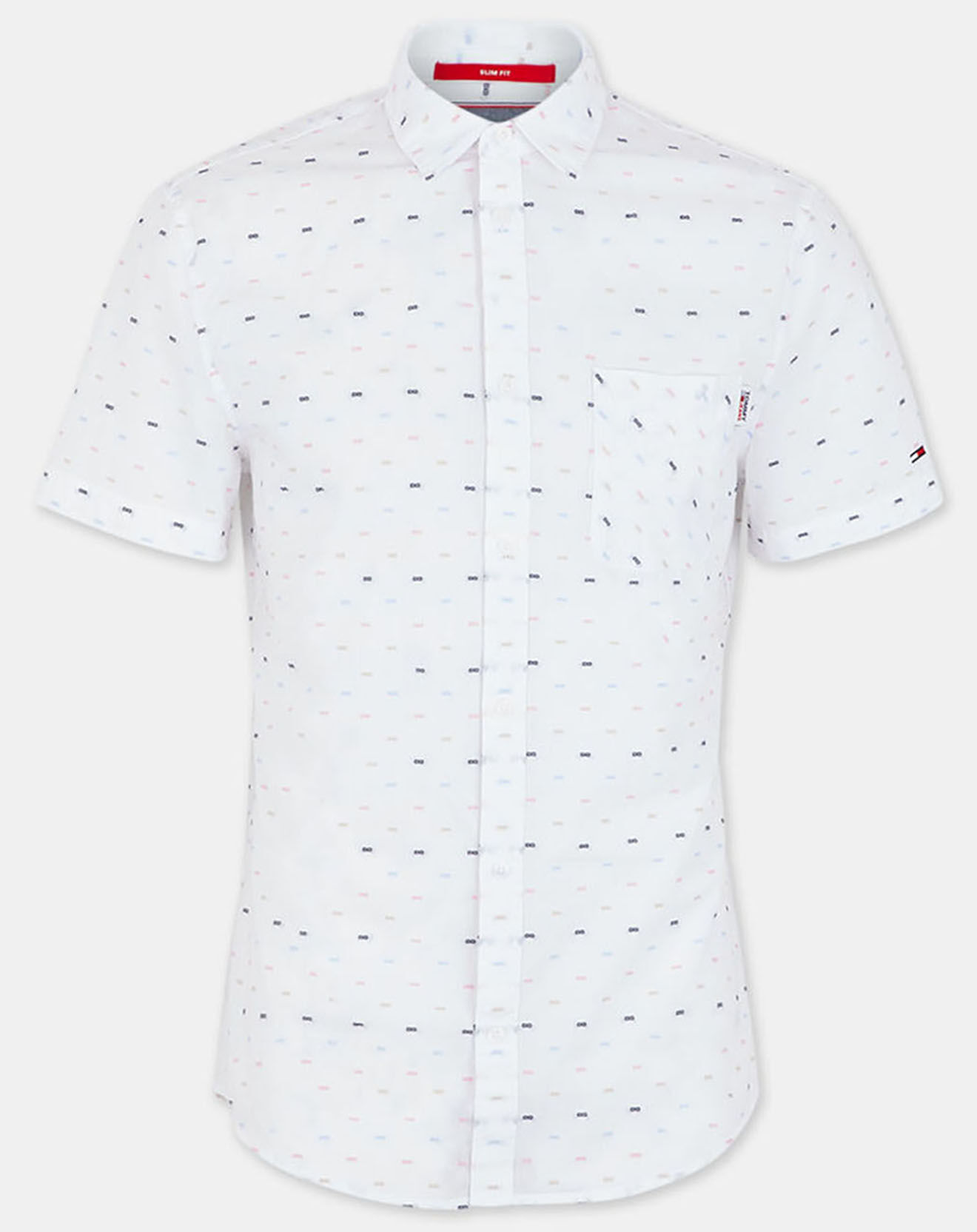 Tommy Jeans Chemise 100% Coton Bio slim fit Dobby imprimée blanche