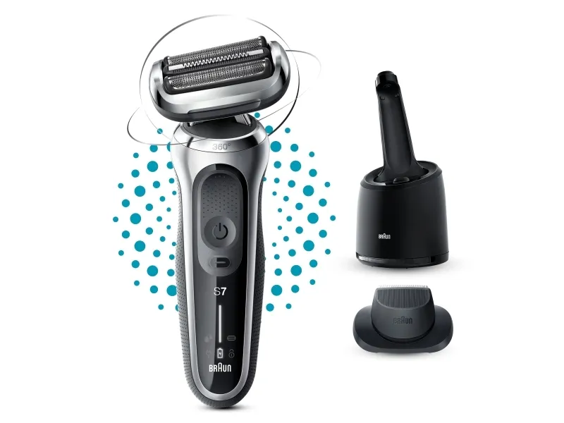 Braun Series 7 71-S7200cc, Folie shaver, Sort, Sølv, Knapper, Batteri, Lithium-Ion (Li-Ion), 50 min.