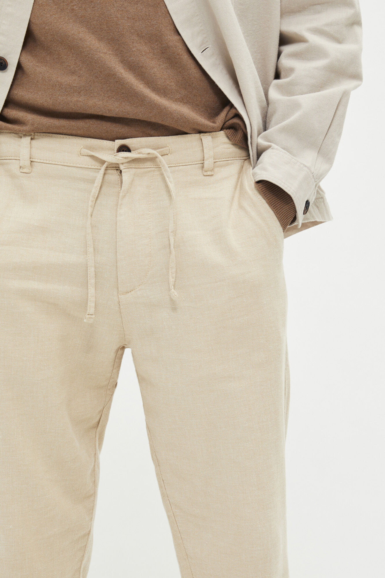 Calça chino em linho e algodão orgânico - Marrom