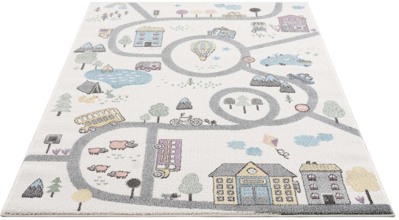 Carpet City Kinderteppich »Anime9376« rechteckig 11 mm Höhe Strassen-Spiel-Teppich, Auto, Weicher Flor, Pflegeleicht, Kinderzimmer