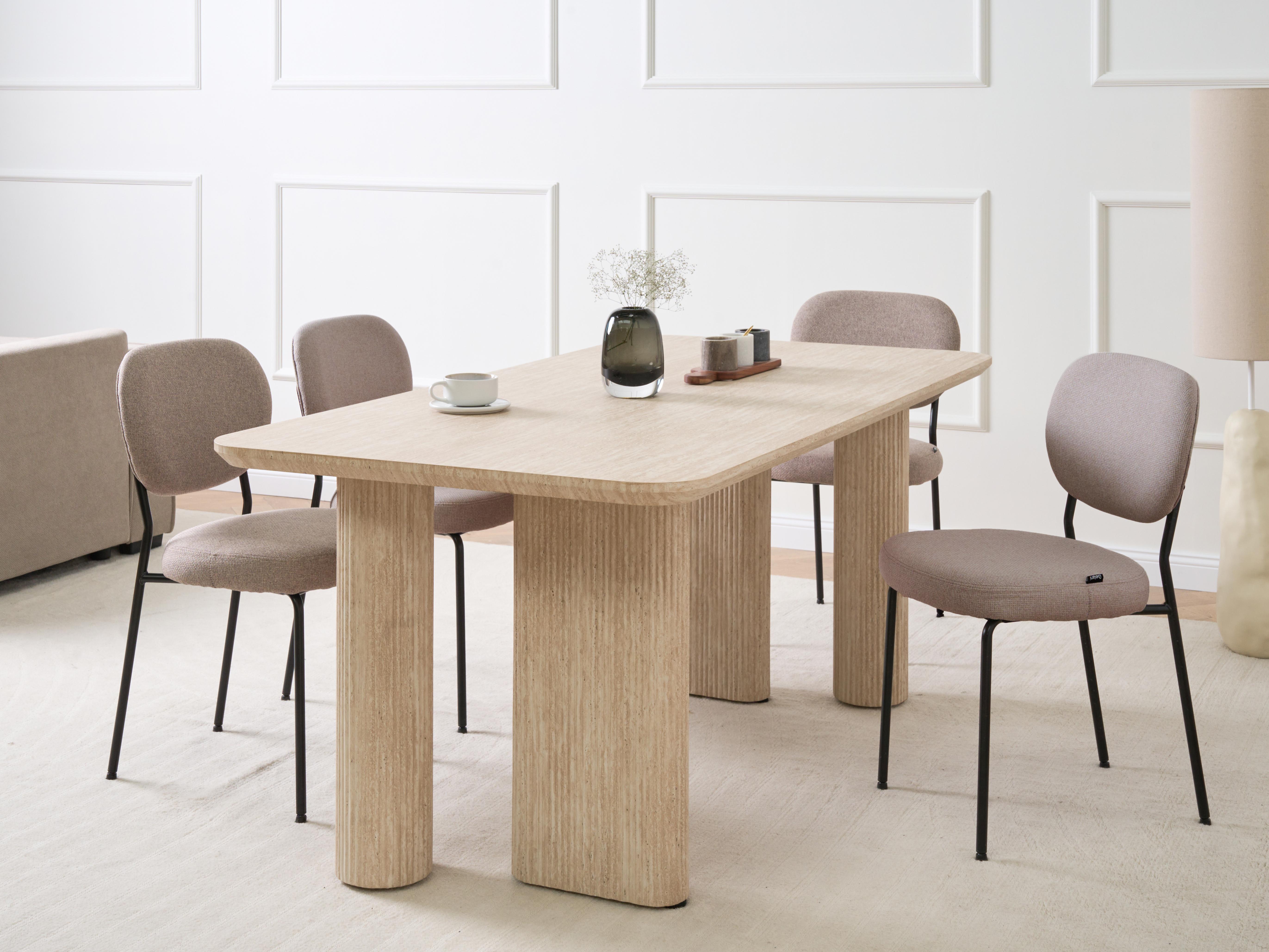 Eettafel BARROY Travertijn-effect 90 cm 180 cm