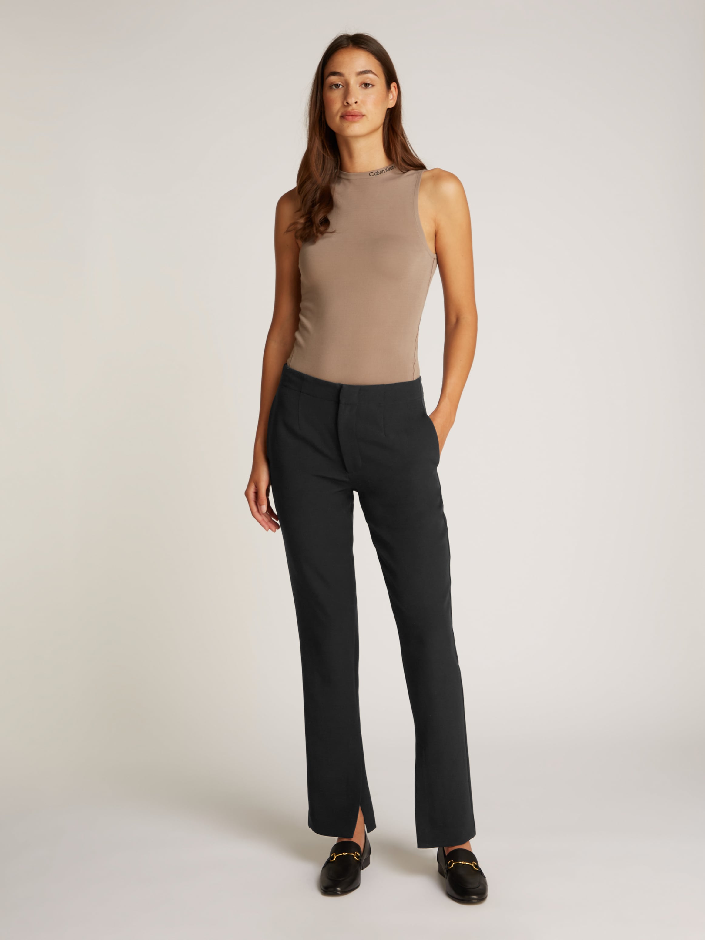Calvin Klein Jeans Bootcuthose »SPLIT HEM SLIM LEG PANT«  Gesässtaschen, Logodruck