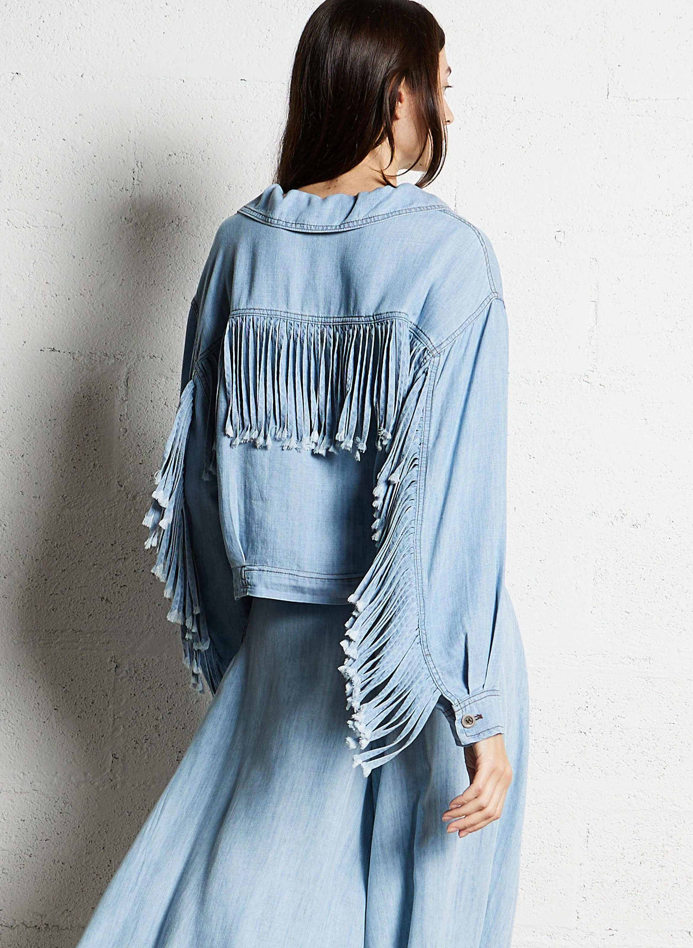 ICLEEF - Chemise courte à franges| Bleu