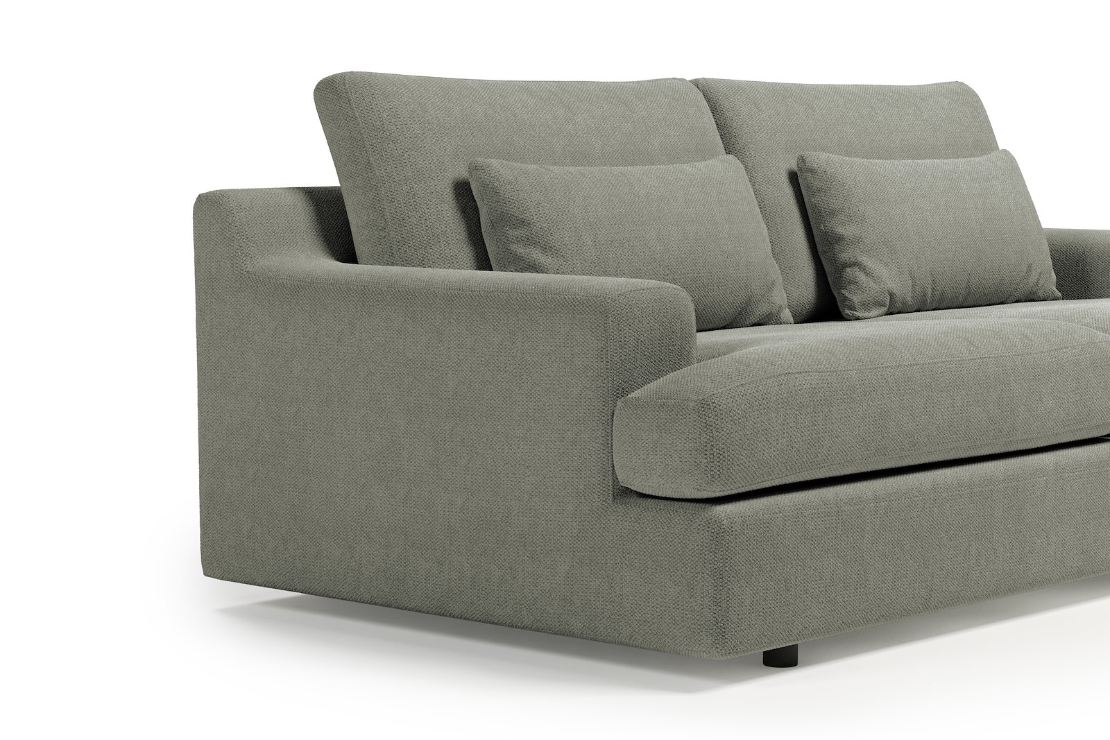 Roma 3-seter Tekstil Mito 180 Light Grey med sorte ben
