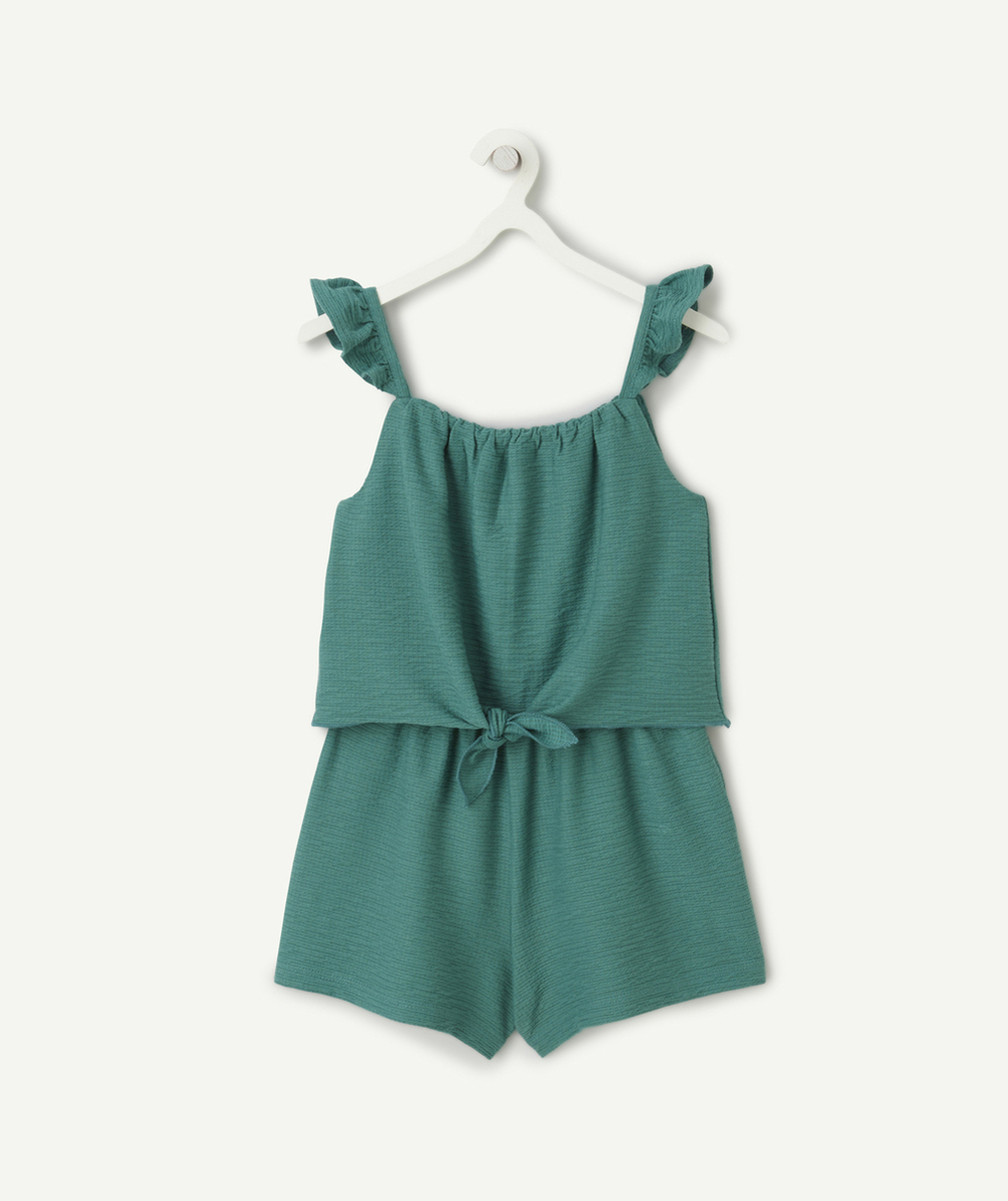 combishort fille en maille verte avec noeud