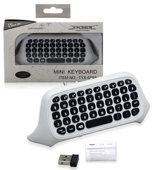 Tastatur for Xbox One S-kontroller, hvit
