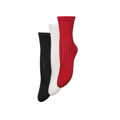 Beck Söndergaard Rib Glitter 3-pak Strømper, Black/Silver/Red, 39/41