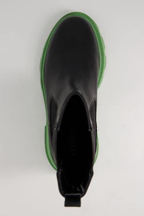Chelsea-Boots, Leder, farbige Plateausohle, Weite H