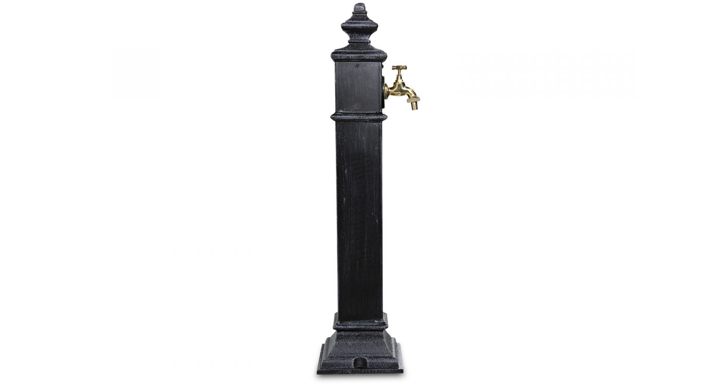 Fontaine de jardin métal gris 19x19x79cm