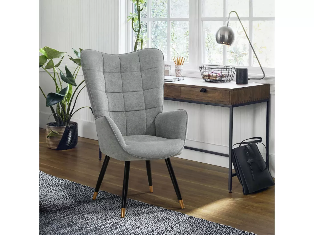 Fauteuil chaise de loisirs chaise de canapé style scandinave en tissu gris