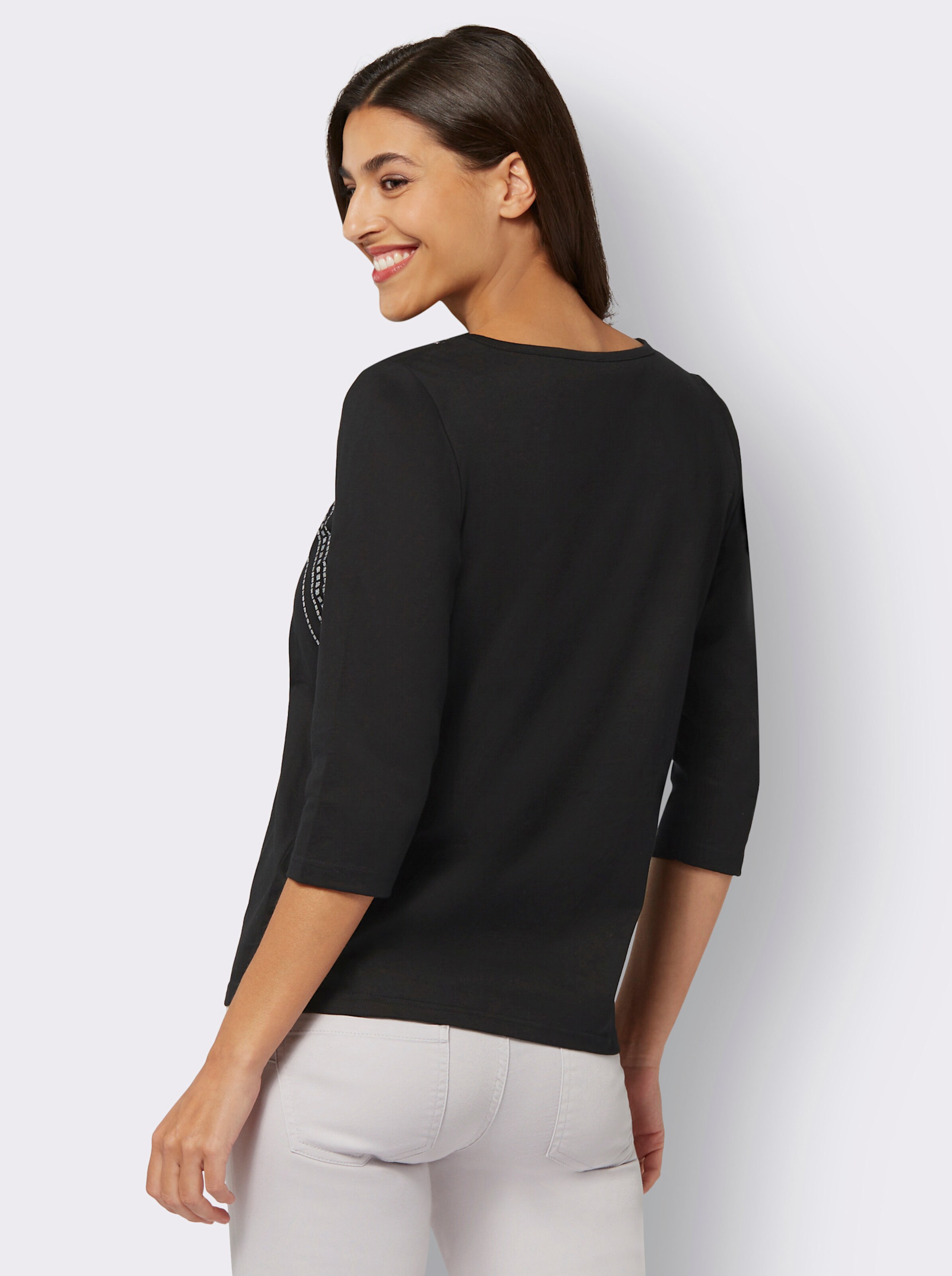 34-Arm-Shirt mit Glitzer-Details