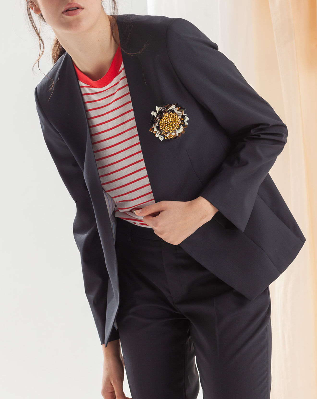 Chloé Stora Veste en Laine mélangée Vezuve bleu marine