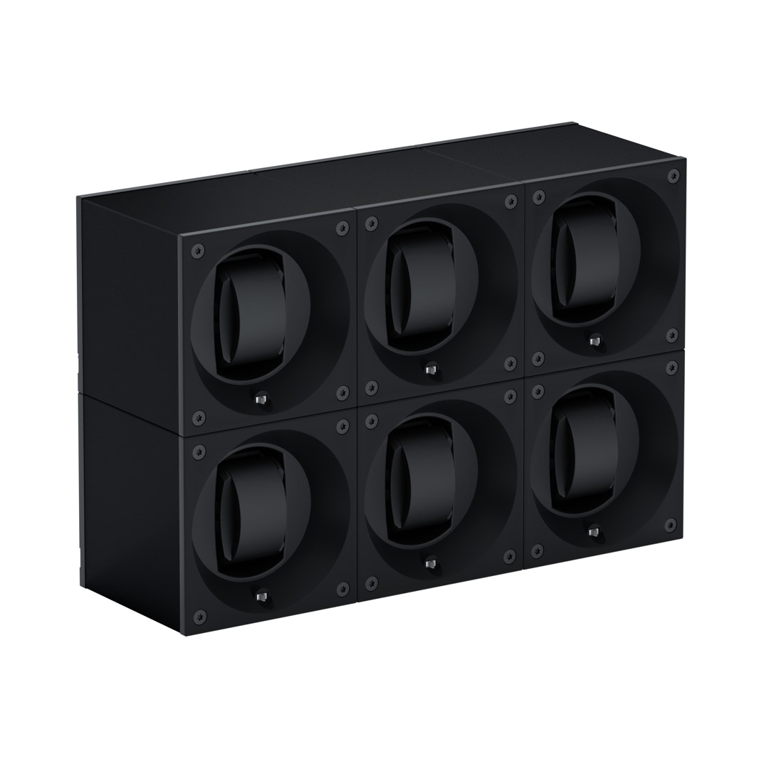 SwissKubik Masterbox Aluminium Schwarz - 6 Uhren