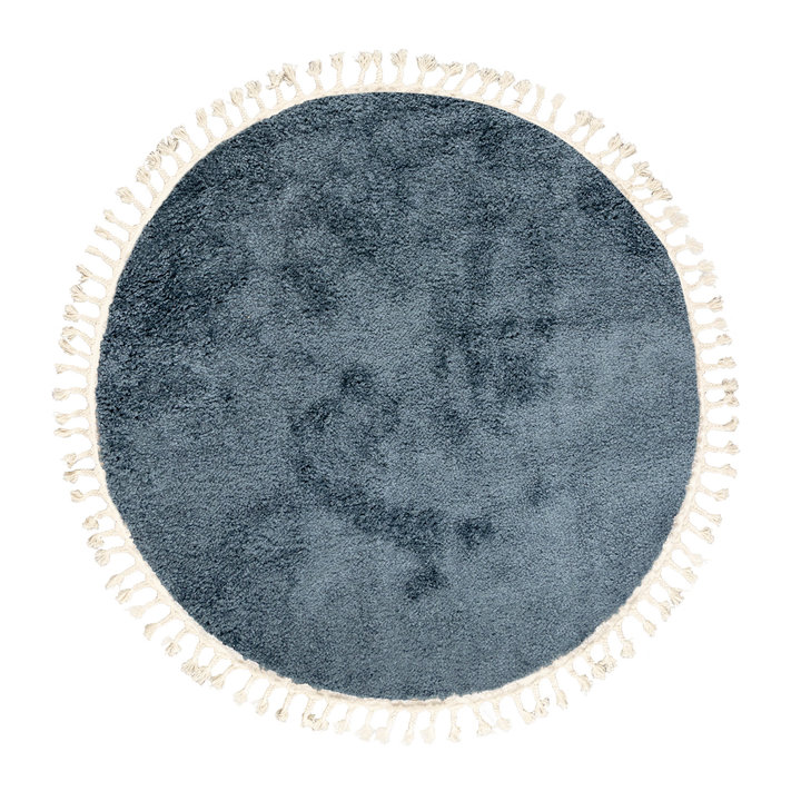 Rond hoogpolig vloerkleed - Lofty Fringe Blauw | Sfeervol!