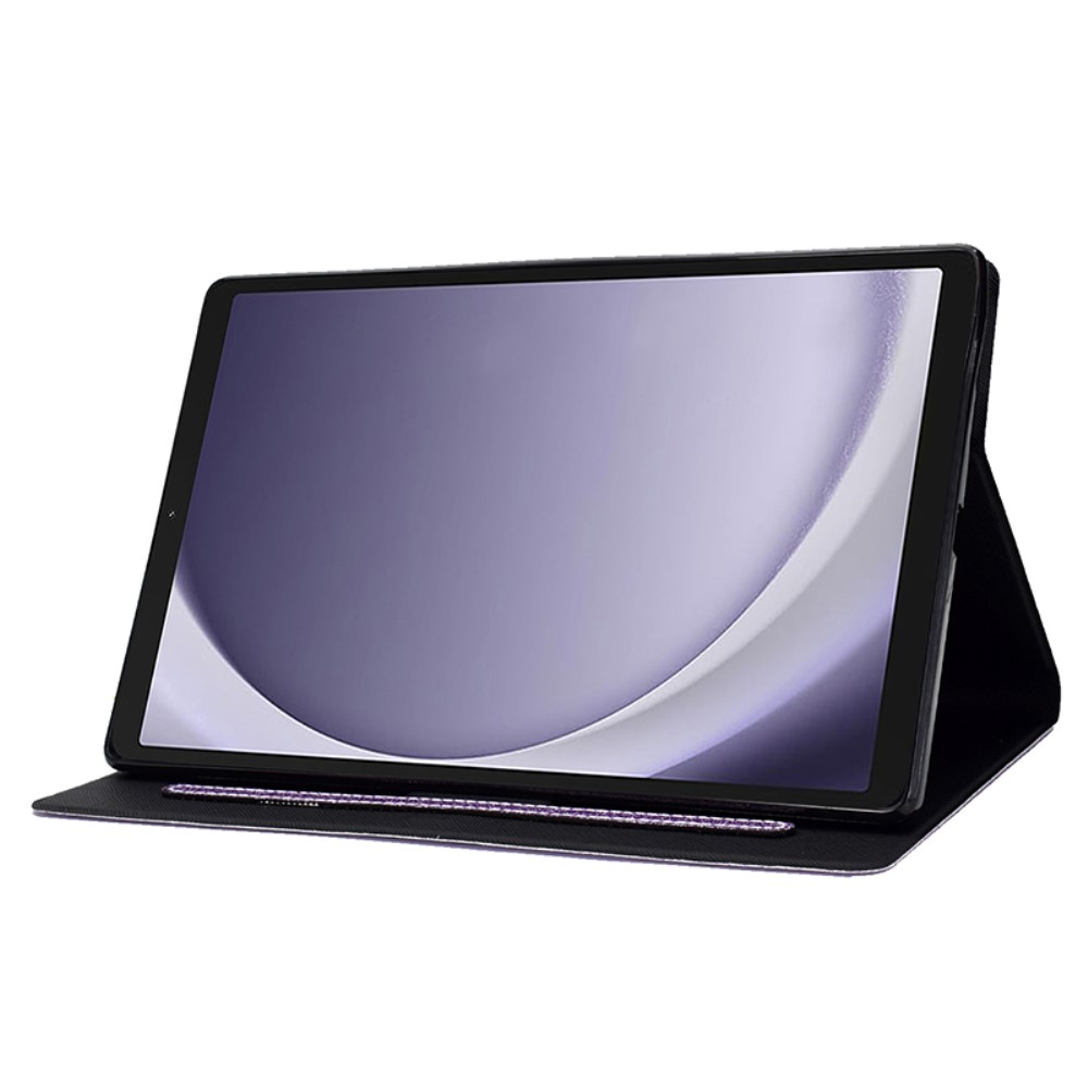 Samsung Galaxy Tab A11 / A9 Leder Tasche Flip Cover mit Glitzer Optik - Lila
