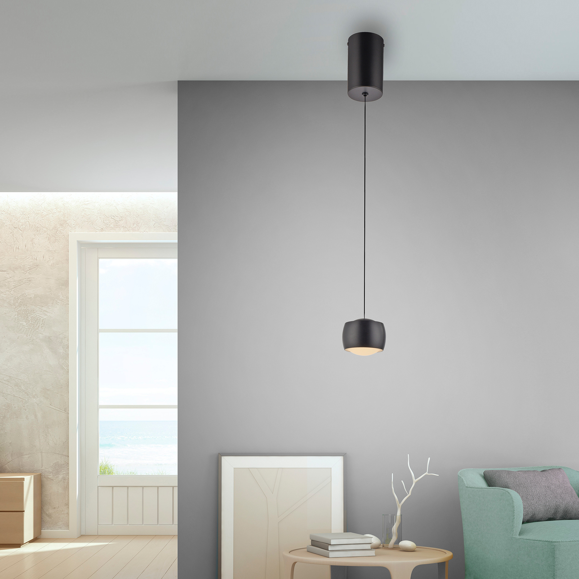 LED-Pendellleuchte - schwarz - dimmbar - mit Comfort Lift