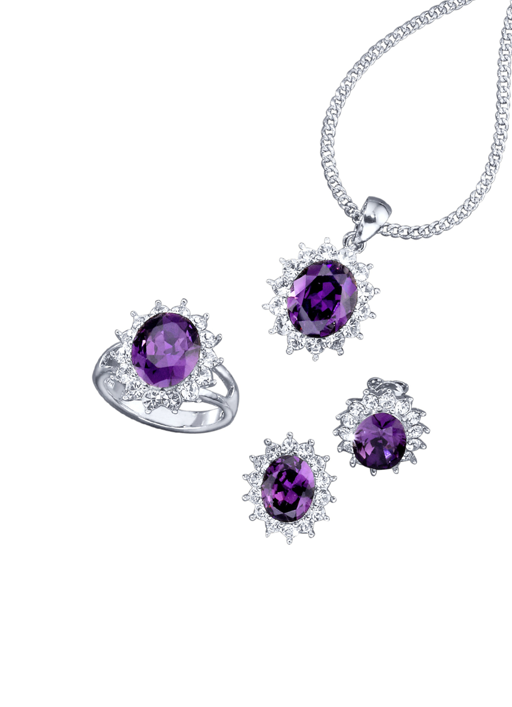 Schmuck-Set, 4-teilig mit Weißgoldauflage