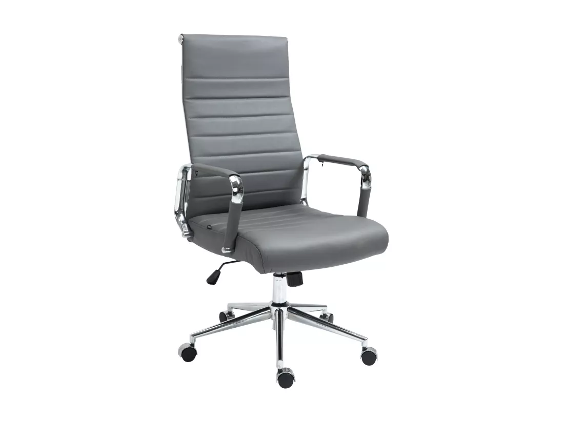 Chaise de bureau - Véritable cuir & Antique clair - Gris - Kolumbus