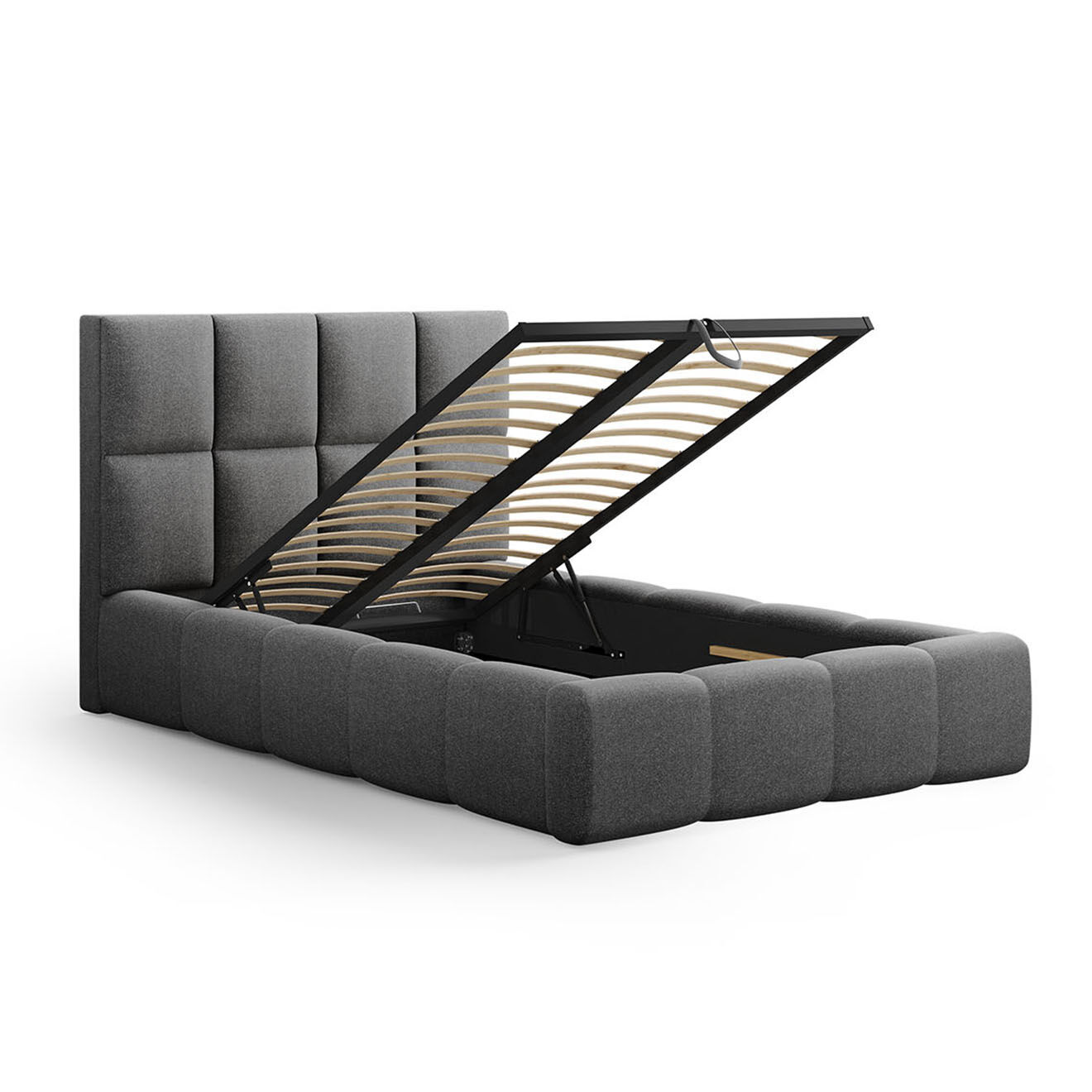 Maison Héritage Lit avec coffre de rangement Isa gris foncé - 230x185x125 cm