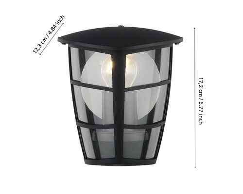 Buitenwandlamp, 1-lichts, H 20 cm, zwart