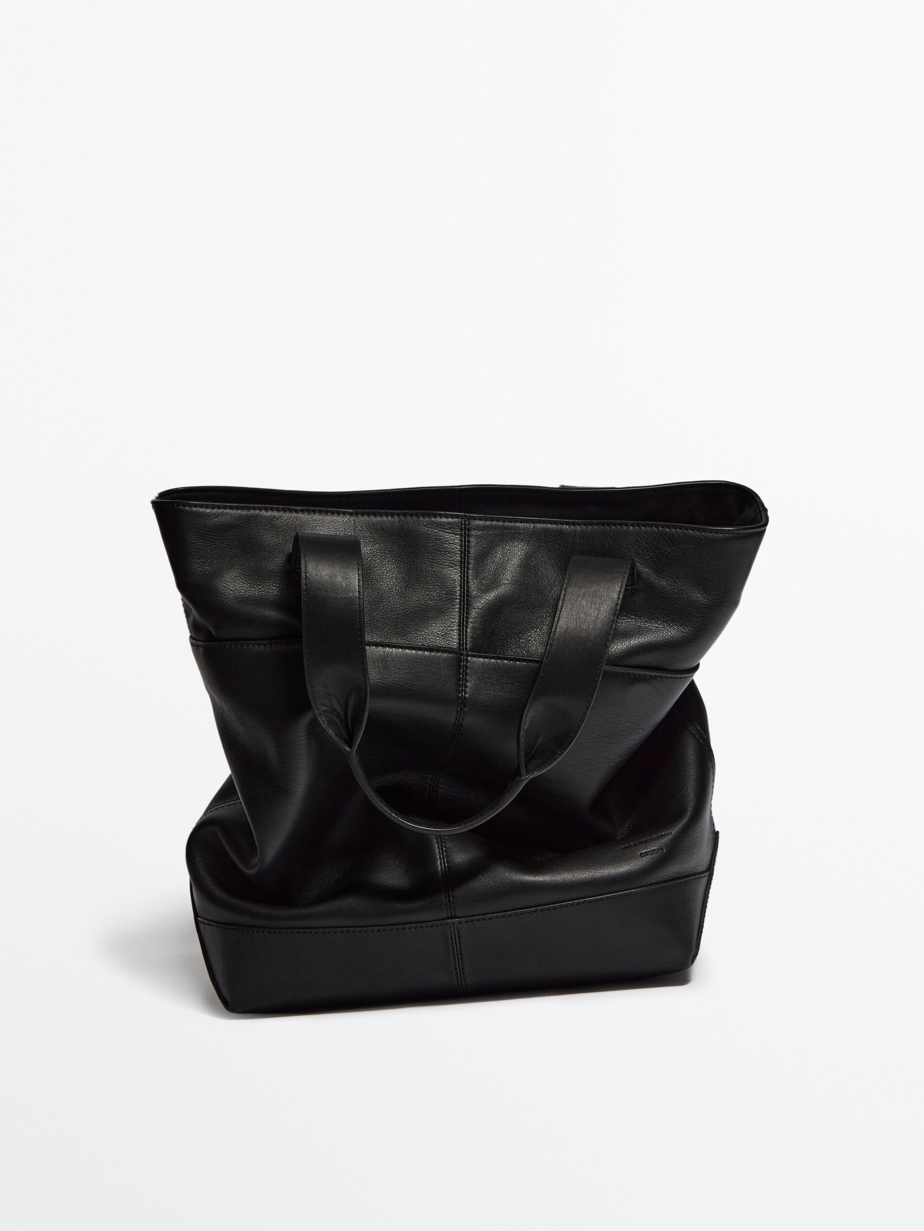 Bolsa tote piel negro -Studio - NEGRO