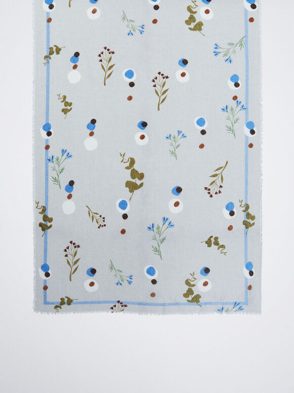 Lenço com estampa floral - Azul