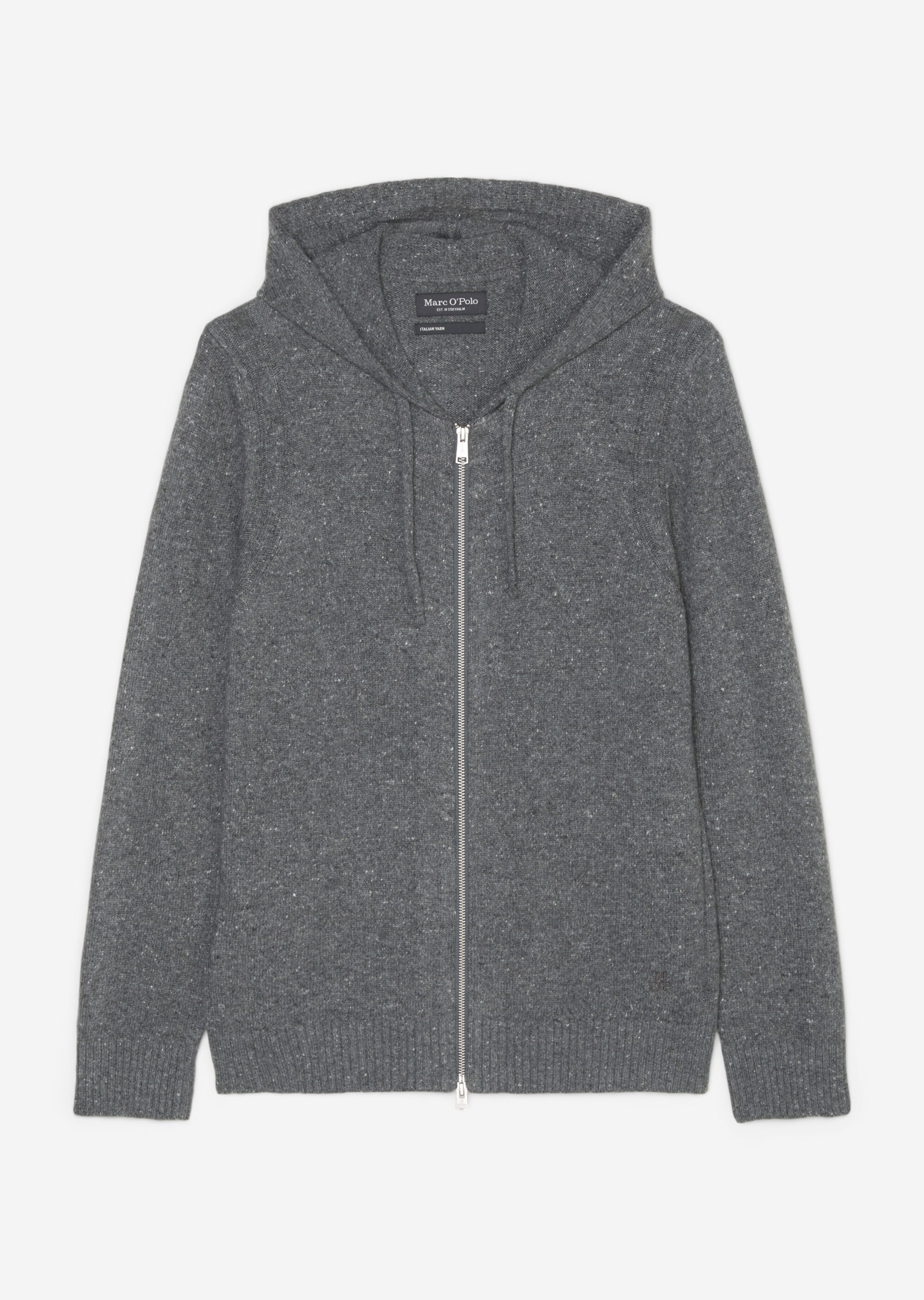 Strickjacke regular mit Kapuze aus gesprenkeltem Tweedgarn