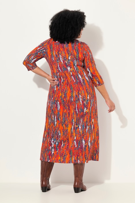 Jersey-Maxikleid, A-Linie, Rundhals, 3/4-Arm, Taschen