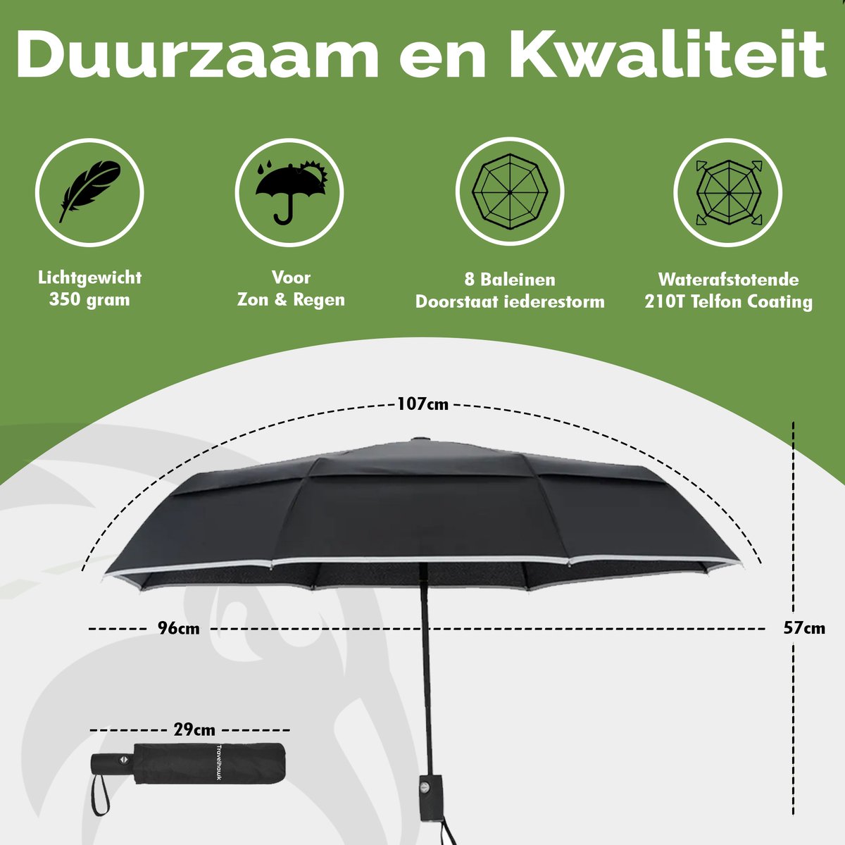 Travelhawk Stormparaplu opvouwbaar
