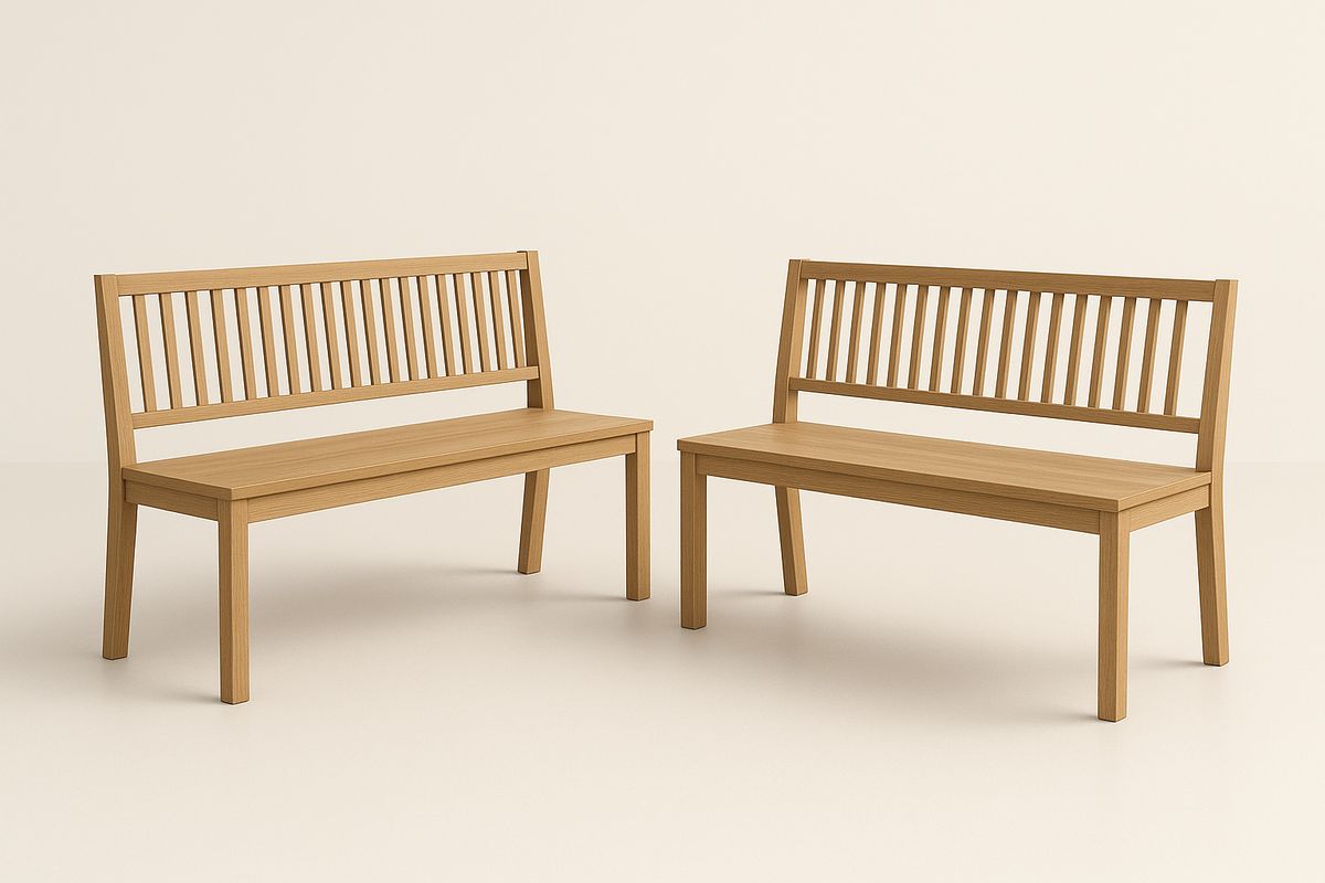 Holzbank Set 2 Stück Eiche Sitzfläche 120x45x85 cm