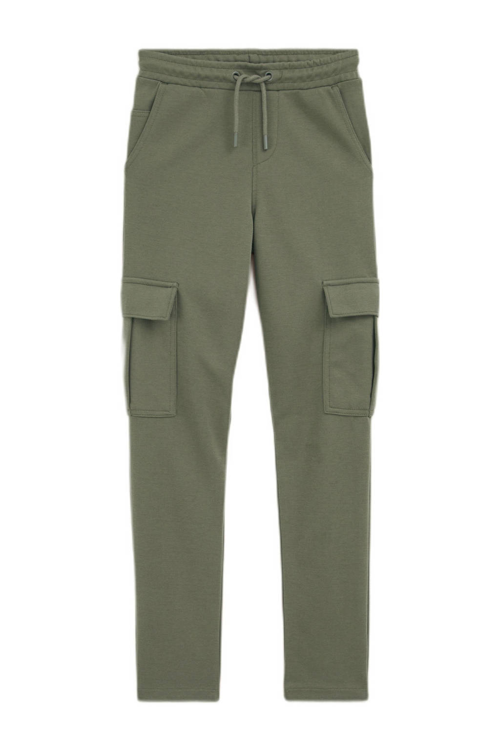 WE Fashion slim fit cargobroek olijfgroen