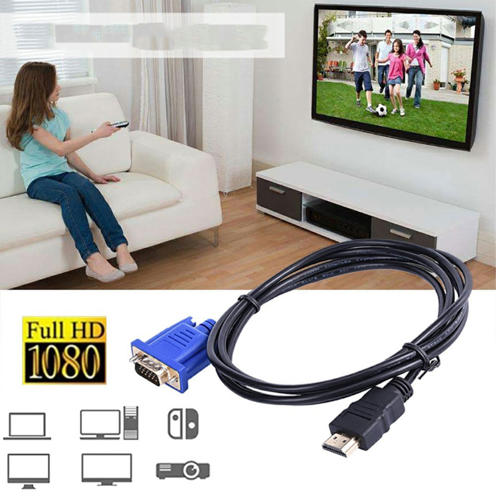 (1.8m) HDMI auf VGA 1080p@60Hz Adapter Kabel für MacOS / PC - Schwarz
