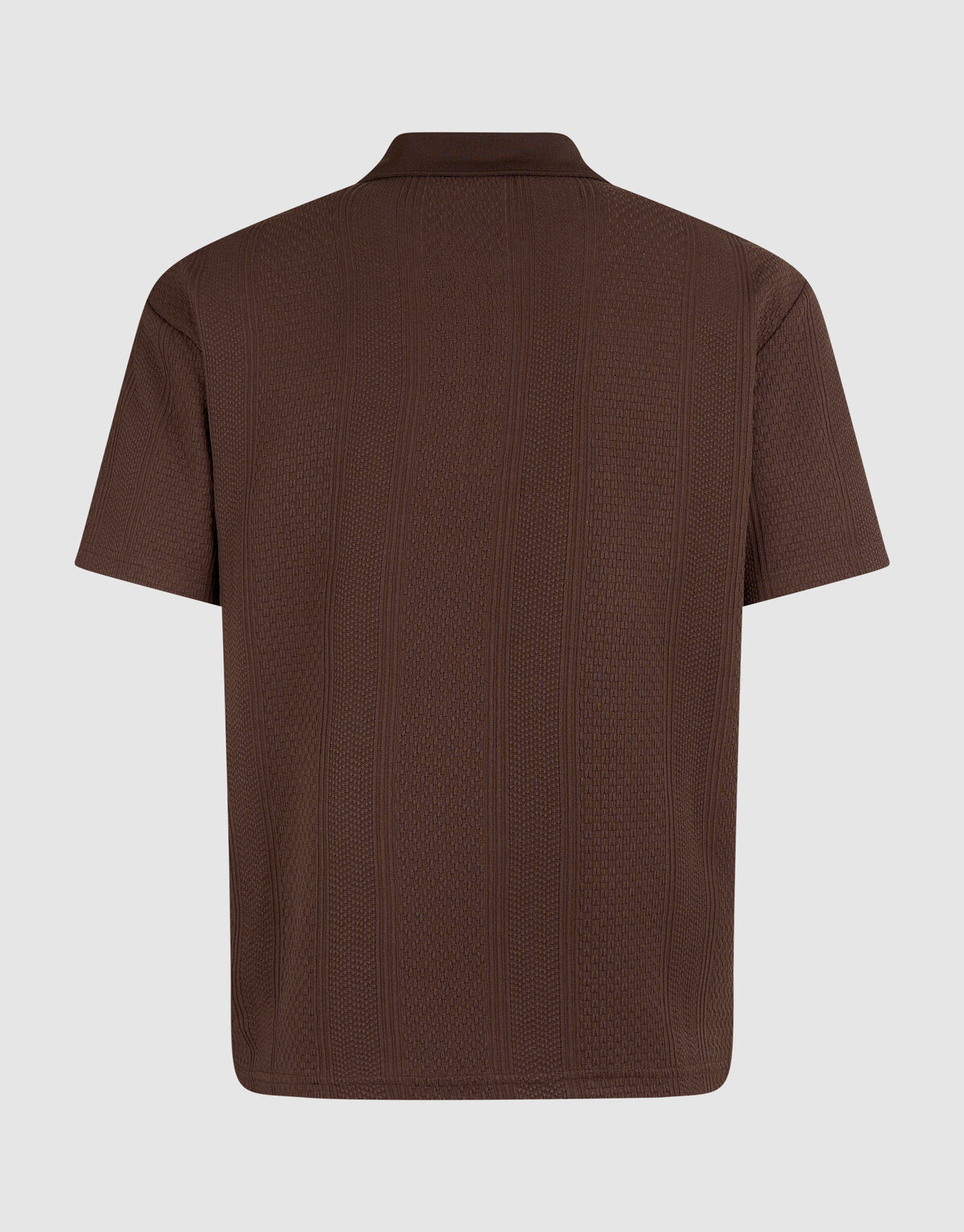 Stripe Structuur Zip Polo Donkerbruin