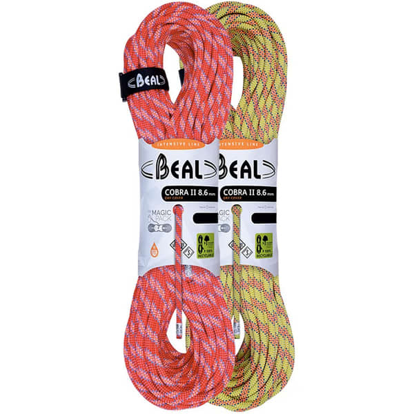 Corde alpinisme BEAL COBRA II 8.6MM 2x60M GD ANIS-ORANGE