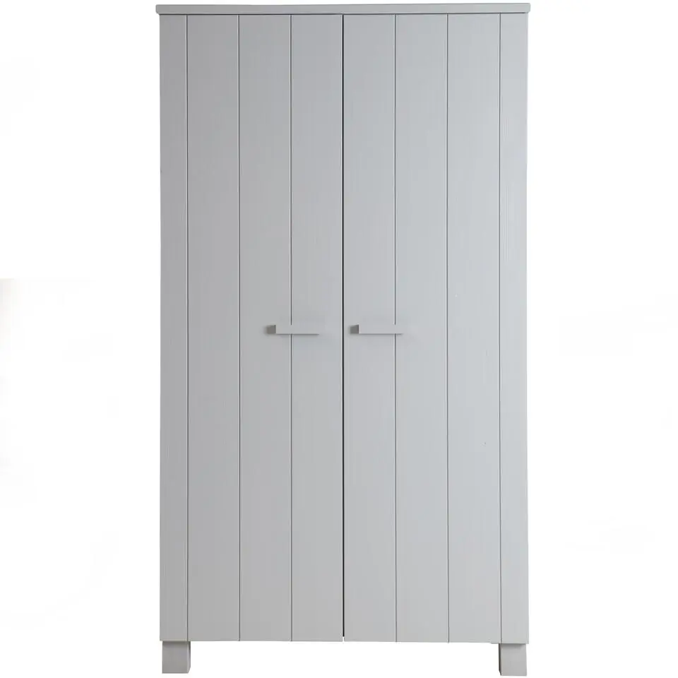 WOOOD Dennis Kast - Grenen Geborsteld - Beton Grijs - 111x202x55