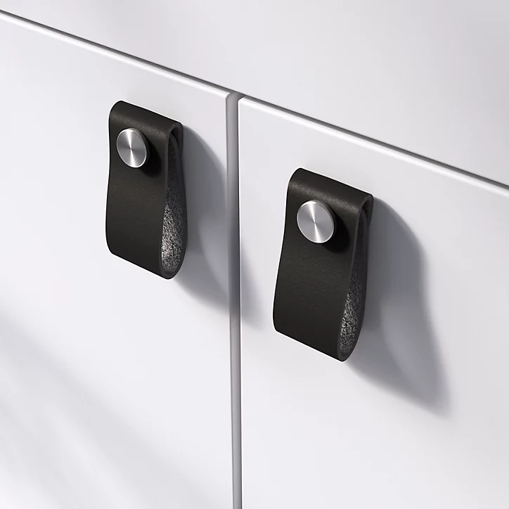 Bouton de meuble GoodHome Hezo noir l.2.6cm x h.6.4cm x p.1.8cm