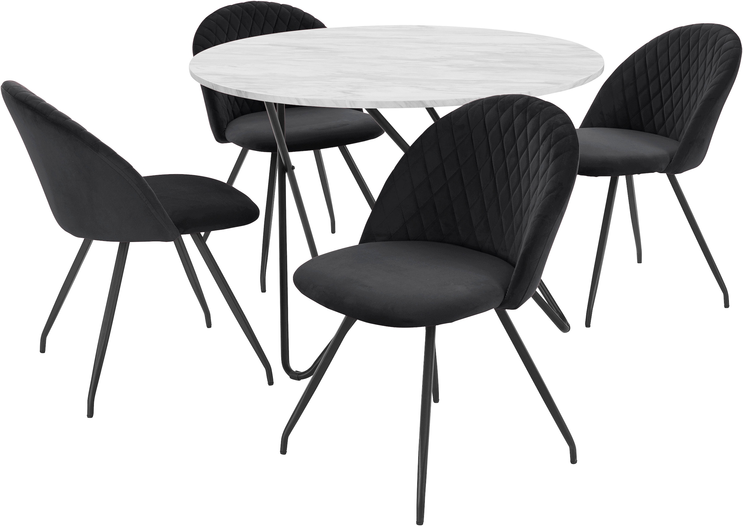 INOSIGN Essgruppe »Emmajonas« Set, 5 Stk. tlg. moderner runder Tisch in Marmoroptik
