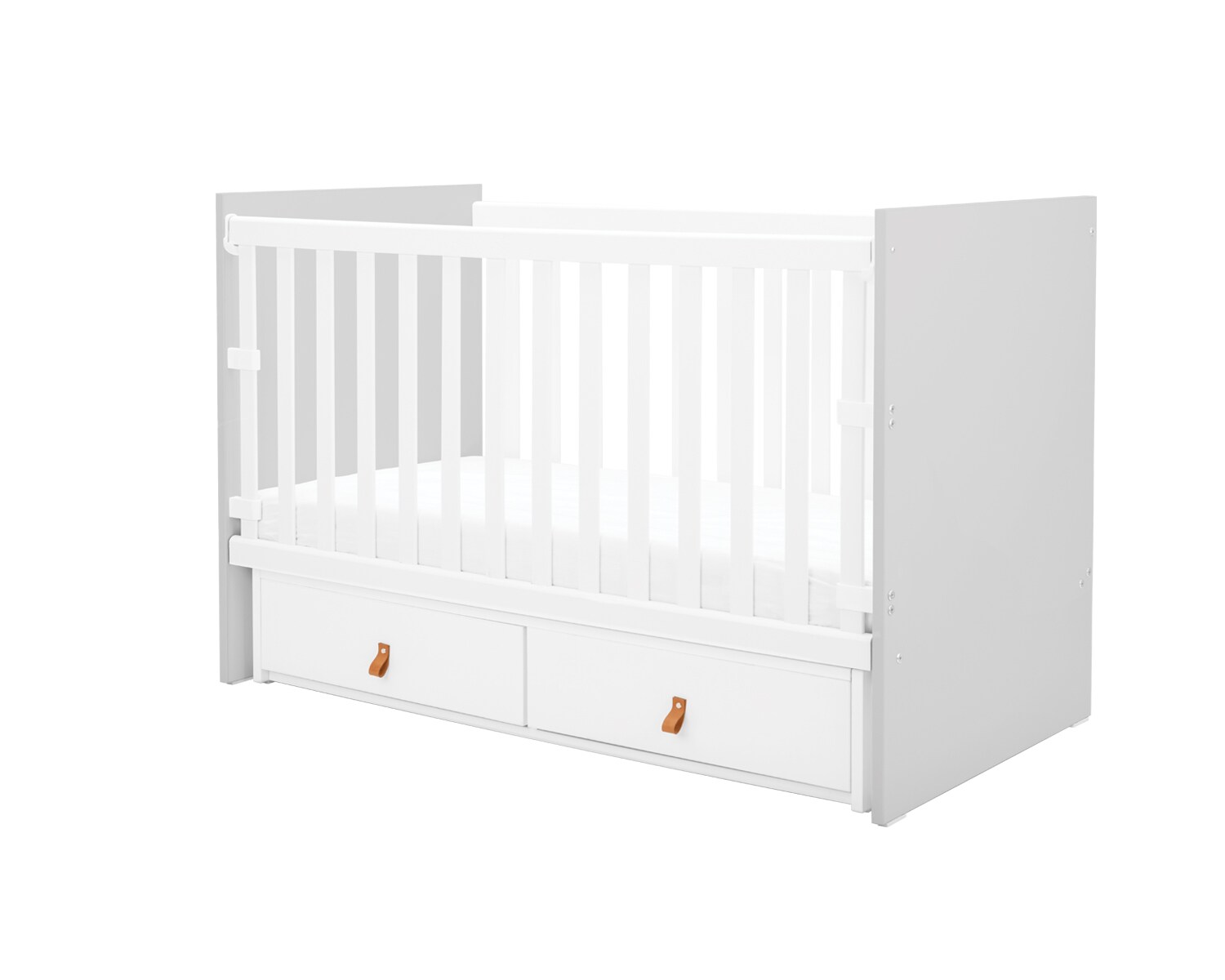 Kikkaboo Babybett Hollee Gitterbett 120 x 60 cm Schwingfunktion, 2 Schubladen grau