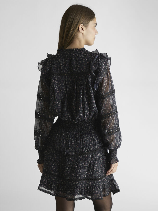 Neo Noir Harmoni Mini Rose Dress Black