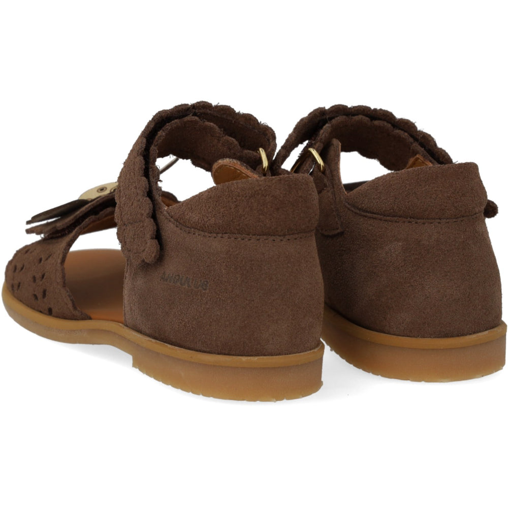Køb Angulus Dark Taupe/Gold Shine Sandal Med Åben Tå Og Dobbelt Velcro