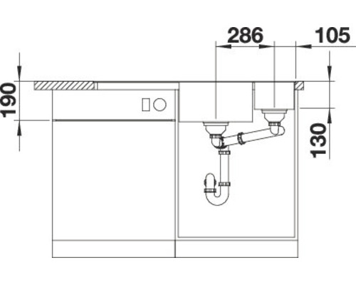 Blanco AXIA III 6 SF spoelbak, 990 x 500 mm, rotsgrijs, 524664, 1 bak met afdruipgedeelte, bak links met secundaire bak