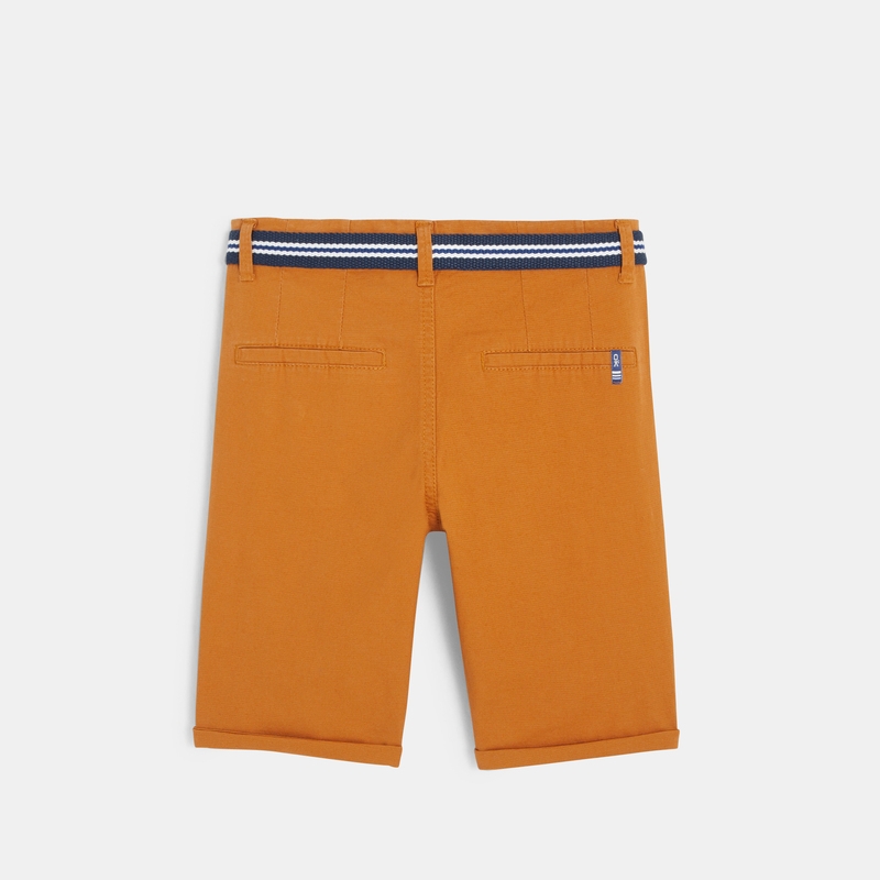 Bermuda en toile + ceinture beige garçon